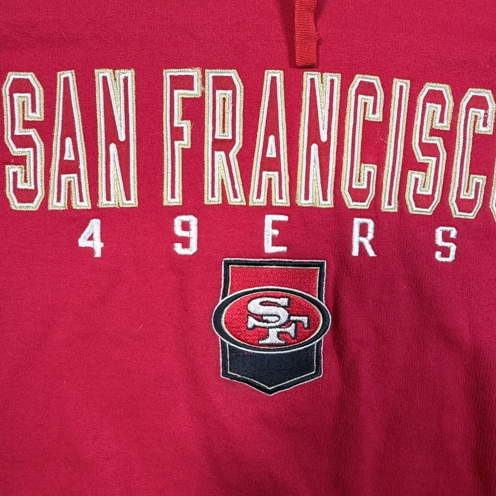 NFL San Francisco 49ers Quarter Zip Sweatshirt Red Gray Pullover Large